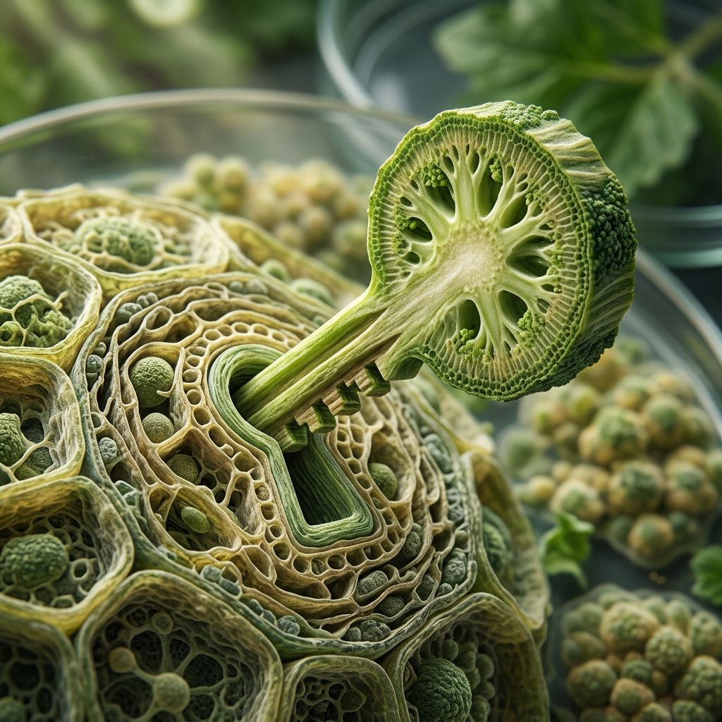 Key and lock composed of intricately detailed plant cells and structures