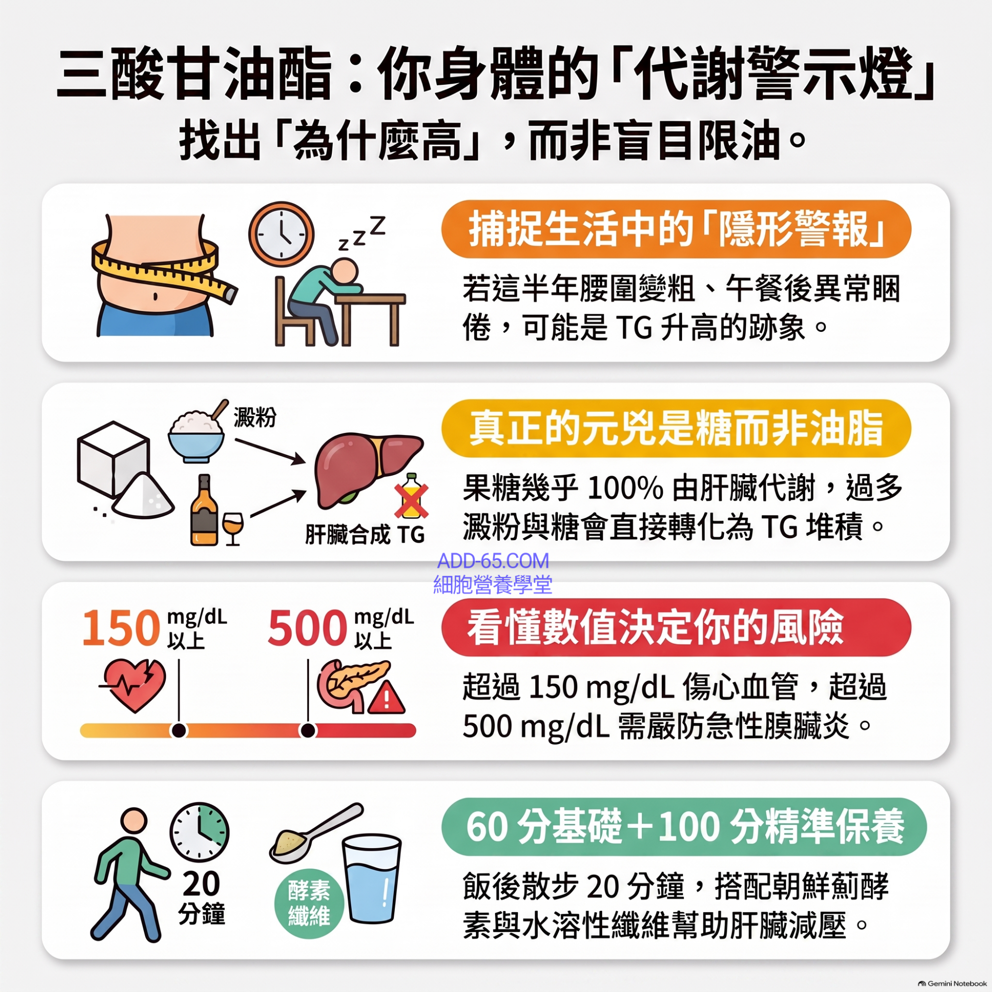 【細胞營養學堂】三酸甘油酯升高與生活代謝警示燈