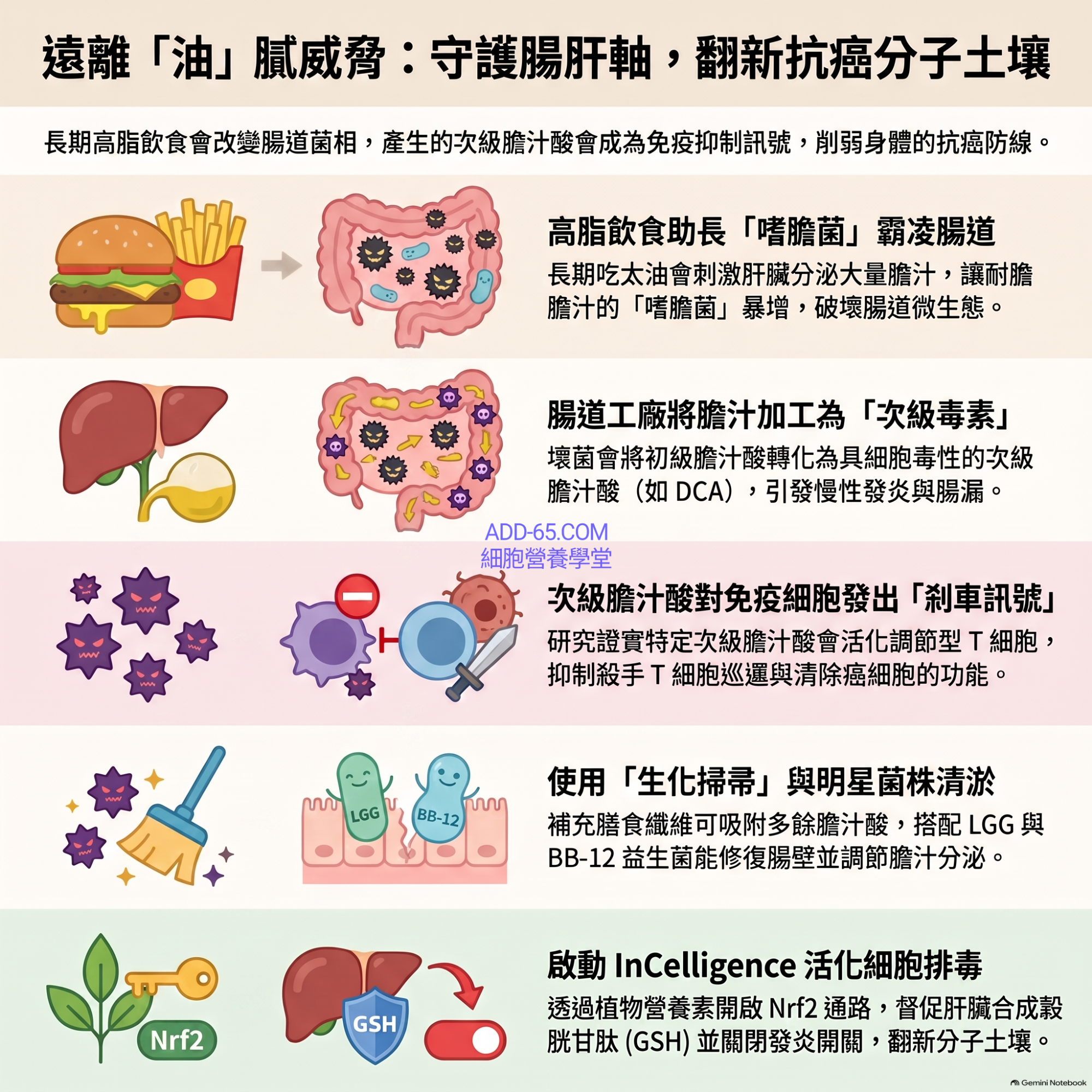 【細胞營養學堂】油膩飲食、次級膽汁酸與腸肝軸的免疫抗癌風暴