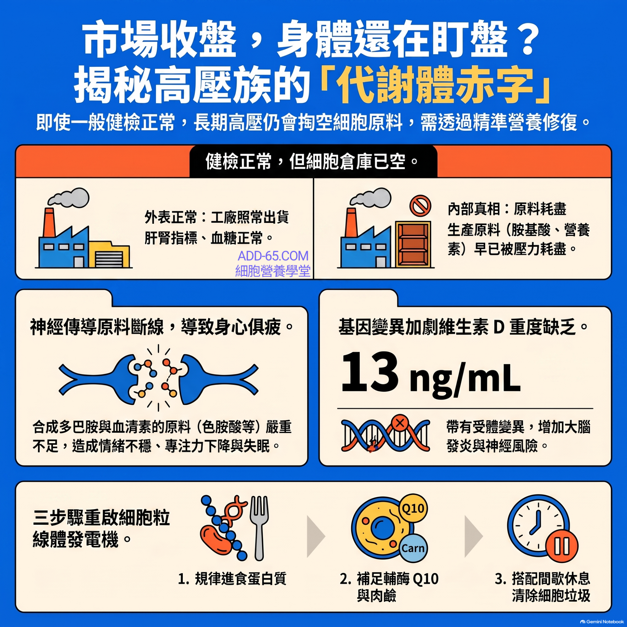 【細胞營養學堂】證券操盤手的「調適負荷」超載與神經-能量原料大赤字