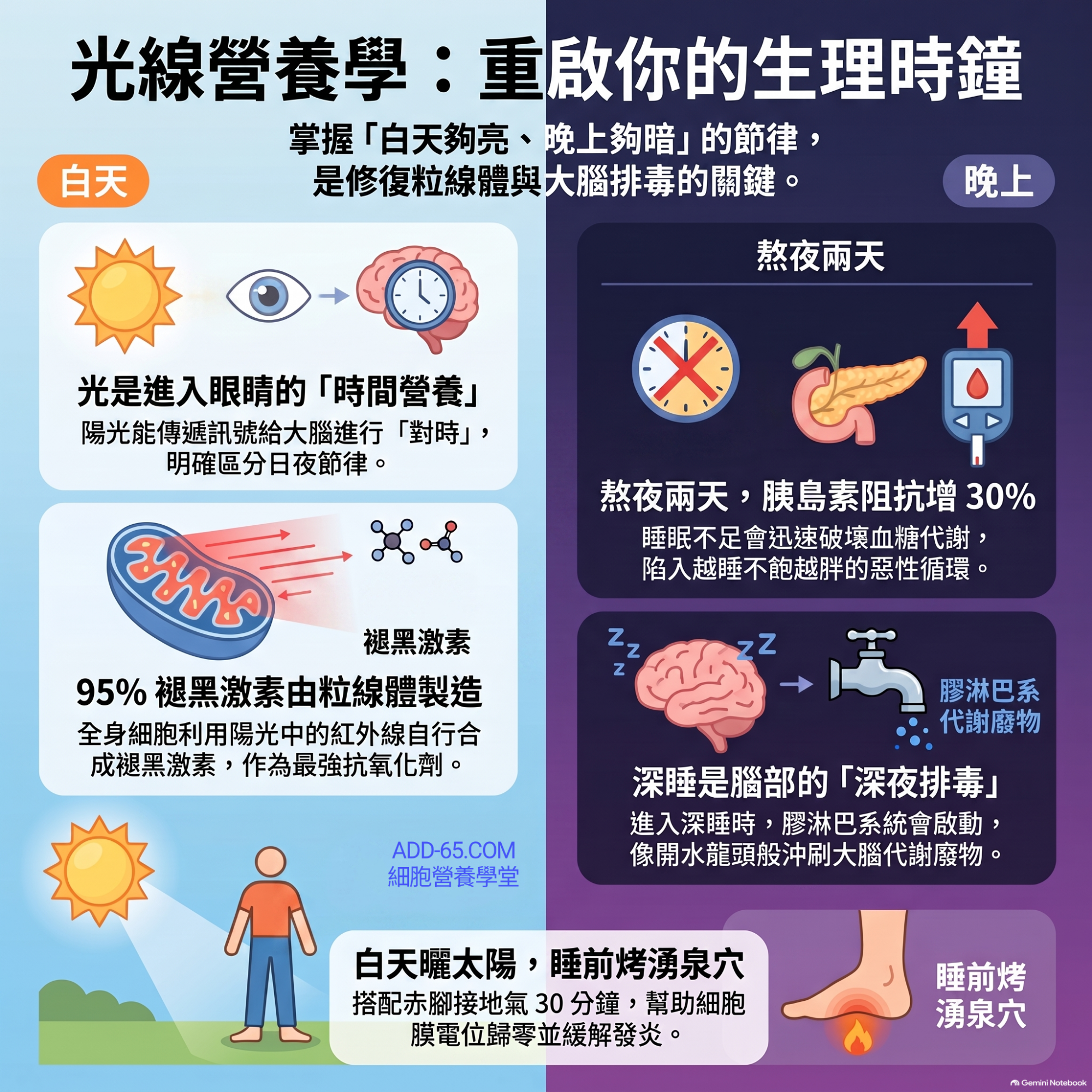 【細胞營養學堂】光線是身體的一種「時間營養」：生理時鐘與老年人睡眠障礙的自癒學