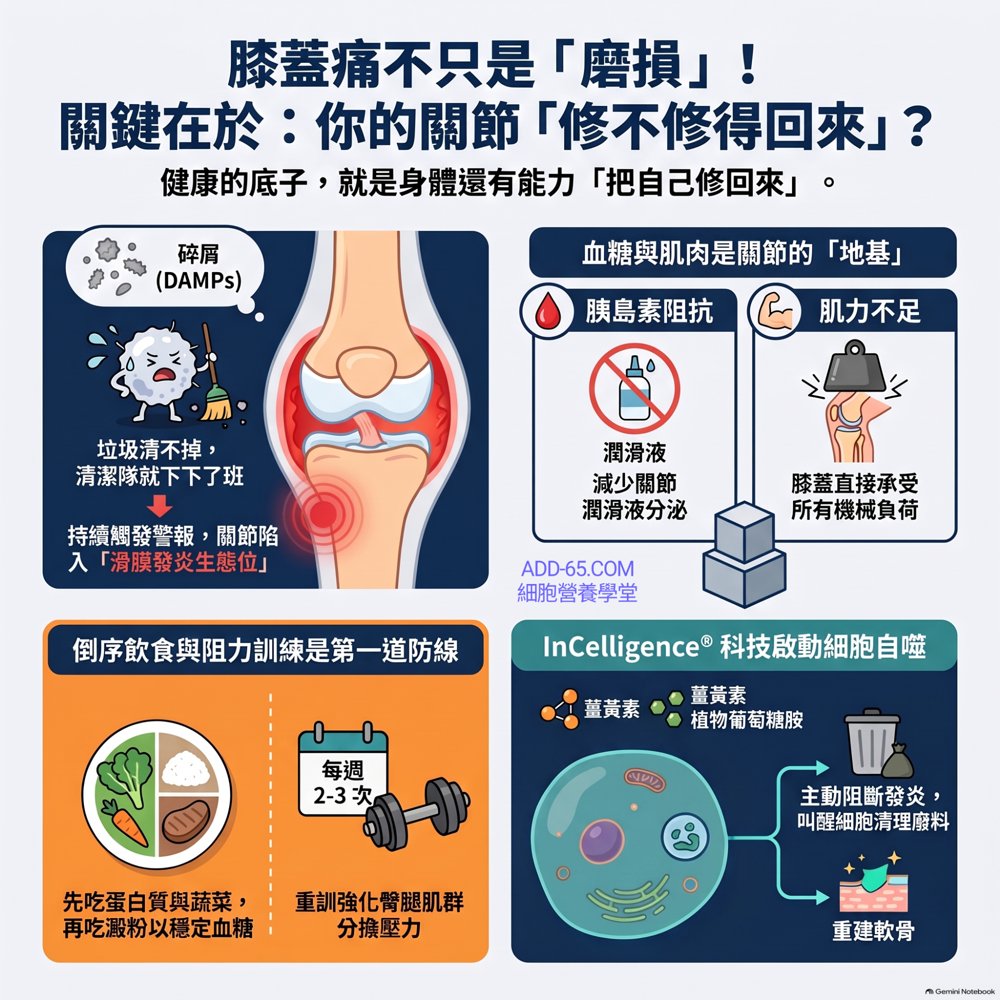 【細胞營養學堂】膝蓋腫痛不只是「磨損」，而是關節裡的發炎