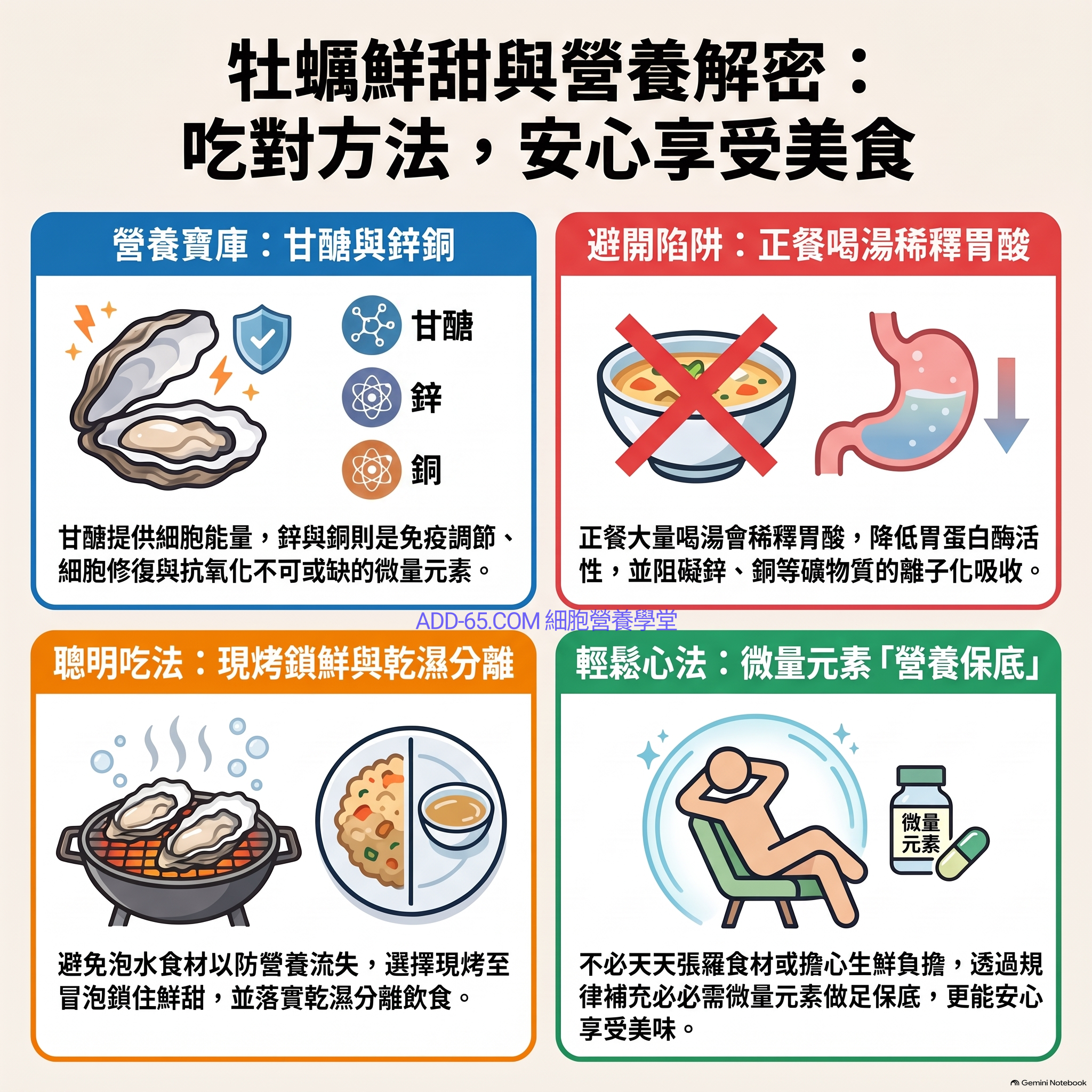 【細胞營養學堂】吃牡蠣補甘醣與鋅銅，怎麼吃才吸送到位？